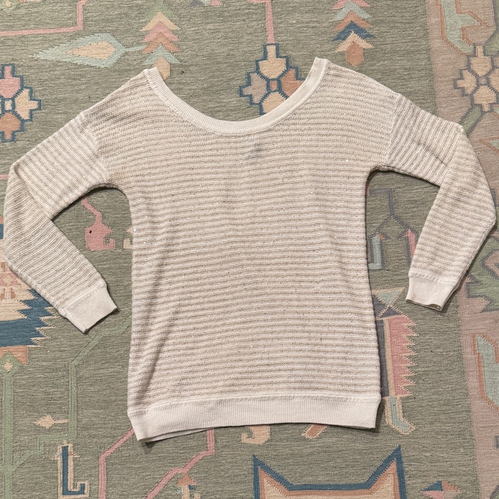 Women's Cream Striped & sequined Sweater
